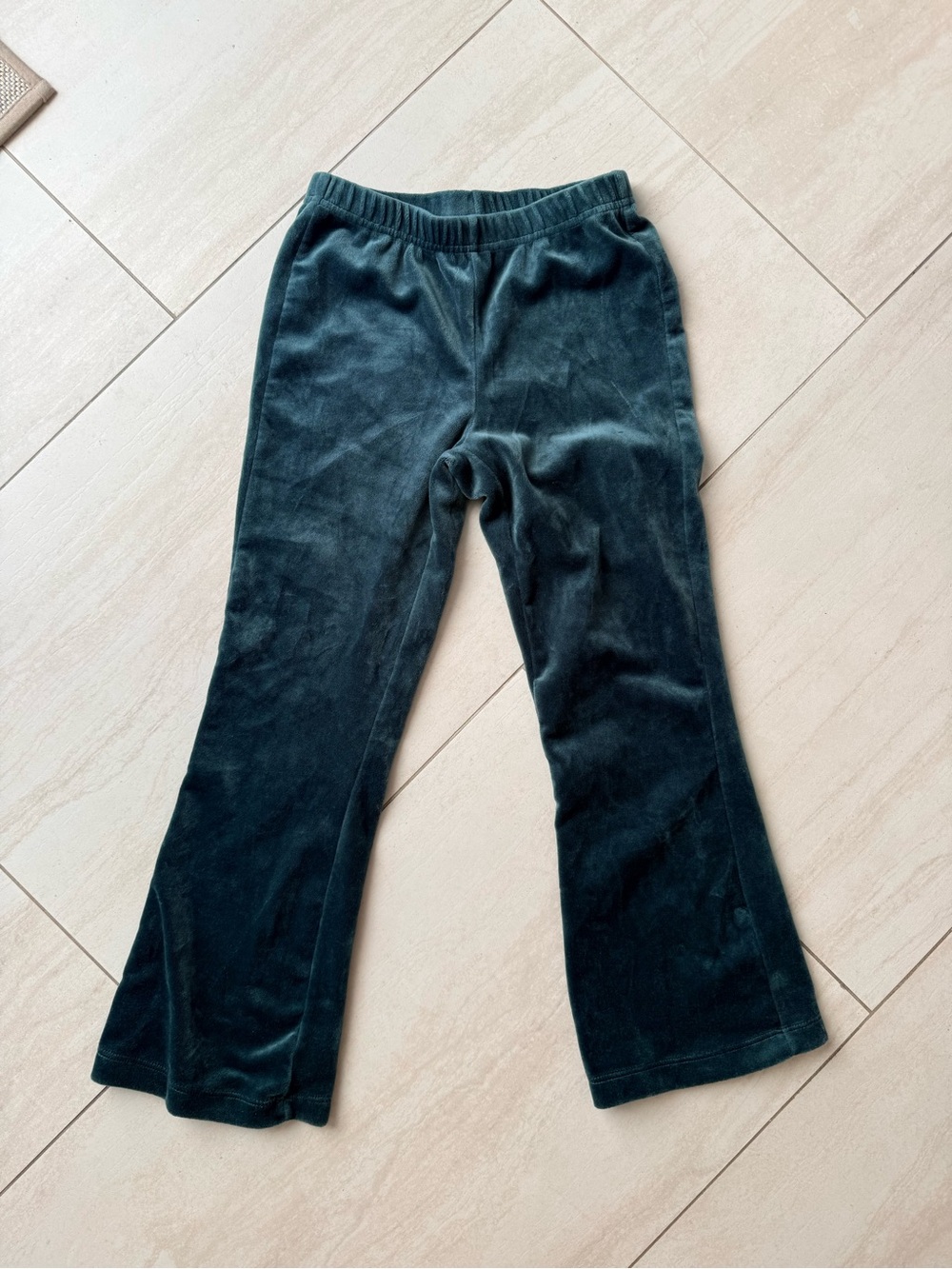Hanna Andersson Girls Velvet Flare Pants - Dark Green